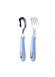 Baby Kids Cartoon Cute Spoon Fork Stainless Steel Tableware Training Learn Food Feeding Scoop Fork Utensils For Baby