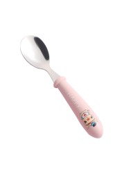 Baby Kids Cartoon Cute Spoon Fork Stainless Steel Tableware Training Learn Food Feeding Scoop Fork Utensils For Baby