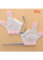 1 Pair Baby Prevent Bite Fingernails Nail Glove Children Infant Anti Bite Eat Hand Protection Gloves for Bite Kids Harmless Set