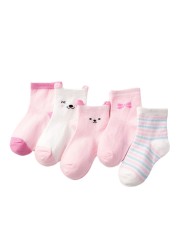 5 Pairs/Lot Baby Socks for Newborns Infant Cute Cartoon Cotton Socks Soft Summer 0-4Years Boy Girl Lovely Mesh Kids Gift CN