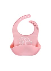 Infant Baby Bibs Soft Silicone Feeding Pockets Solid Adjustable Elastic Waterproof Anti-leaking Cartoon Burp Cloths Eco-friendly