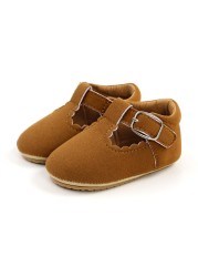 Newborn Baby Shoes Classic Leather Strap Boys Girls Multicolor Rubber Sole Infant Anti-slip First Walkers Shoes