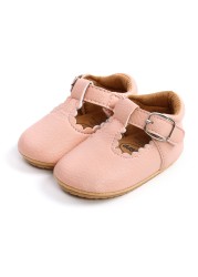 Newborn Baby Shoes Classic Leather Strap Boys Girls Multicolor Rubber Sole Infant Anti-slip First Walkers Shoes