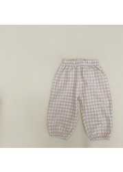 MILANCEL 2022 summer kids plaid pants casual pants boys and girls thin pants ninth