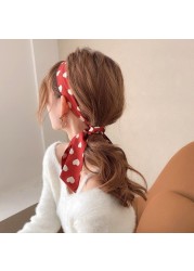 1pc Adult Kids Silk Scarf French Style Headband Girls Braided Bow Long Ribbon Head Rope Tied Hair Streamer Clothes Accessories