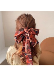 1pc Adult Kids Silk Scarf French Style Headband Girls Braided Bow Long Ribbon Head Rope Tied Hair Streamer Clothes Accessories