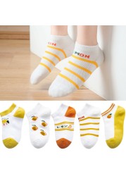 5 Pairs Girls Cotton Socks Summer Thin Mesh Breathable Cute Cartoon Children Socks Toddler Baby Girls Socks Pink 1-12 Years