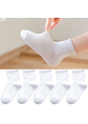 5 Pairs Girls Cotton Socks Summer Thin Mesh Breathable Cute Cartoon Children Socks Toddler Baby Girls Socks Pink 1-12 Years