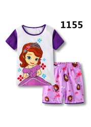 Children's short-sleeved cotton pajamas summer clothes children's sleepwear cartoon T-shirt spiderman