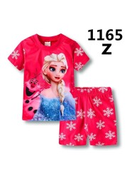 Children's short-sleeved cotton pajamas summer clothes children's sleepwear cartoon T-shirt spiderman