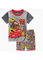 Children's short-sleeved cotton pajamas summer clothes children's sleepwear cartoon T-shirt spiderman