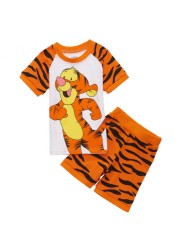 Children's short-sleeved cotton pajamas summer clothes children's sleepwear cartoon T-shirt spiderman