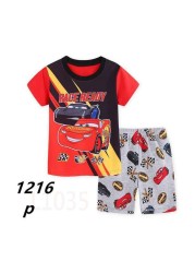 Children's short-sleeved cotton pajamas summer clothes children's sleepwear cartoon T-shirt spiderman