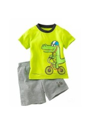 Children's short-sleeved cotton pajamas summer clothes children's sleepwear cartoon T-shirt spiderman