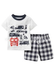 Children's short-sleeved cotton pajamas summer clothes children's sleepwear cartoon T-shirt spiderman