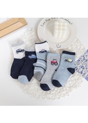 5pairs/lot 3 to 12 Years Kids Soft Cotton Socks Boy Girl Baby Cute Cartoon Warm Fashion School Socks Autumn Winter Cartoon