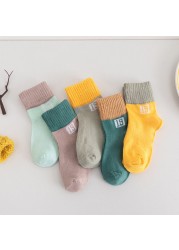 5pairs/lot 3 to 12 Years Kids Soft Cotton Socks Boy Girl Baby Cute Cartoon Warm Fashion School Socks Autumn Winter Cartoon