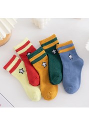 5pairs/lot 3 to 12 Years Kids Soft Cotton Socks Boy Girl Baby Cute Cartoon Warm Fashion School Socks Autumn Winter Cartoon