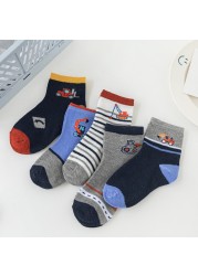 5pairs/lot 3 to 12 Years Kids Soft Cotton Socks Boy Girl Baby Cute Cartoon Warm Fashion School Socks Autumn Winter Cartoon