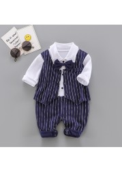 Baby check one-piece clothing children's clothing casual wear out boy baby autumn and winter cartoon clothing set