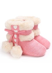 2019 Winter Snow Baby Boots 7 Colors Warm Fluff Balls Indoor Coton Soft Rubber Sole Infant Newborn Baby Boy Boots