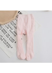 Girls Cotton Knitted Tie Socks High Waist Baby Tights 0-8 Years Winter Winter Tights