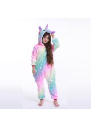 flannel unicorn for kids pajamas boys girls sleepwear children panda jumpsuit kids oneise for jumpsuit licorn