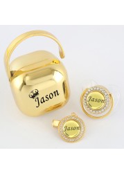 Any Name Personalized Gold Bling Pacifier Chain Clip Pacifier Box Set BPA Free Doll Pacifier Luxury Pacifier Baby Gift