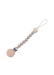 Wooden Baby Infant Toddler Doll Pacifier Silicone Soother Nipple Clip Chain Strap Baby Holder Chew Baby Teether Teething