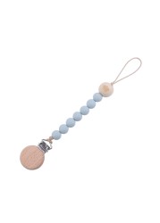 Wooden Baby Infant Toddler Doll Pacifier Silicone Soother Nipple Clip Chain Strap Baby Holder Chew Baby Teether Teething