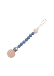 Wooden Baby Infant Toddler Doll Pacifier Silicone Soother Nipple Clip Chain Strap Baby Holder Chew Baby Teether Teething