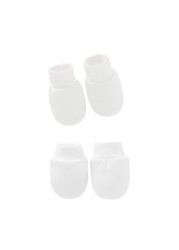 2 Pair Baby Newborn Soft Cotton Face Protection Gloves Foot Cover Set Anti-scratch Gloves Socks Kit