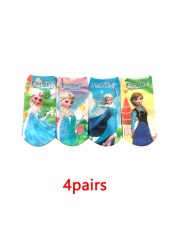 4 Pairs/Bag Kids Socks Children Frozen Socks Spring Cotton Anna Elsa Princess Cartoon Socks for Boy Girls Socks