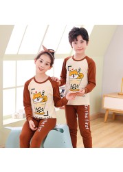 Boys Dinosaur Pajamas Children Sleepwear For 6 8 10 12 Years Kids Pajamas 100 Cotton Animal Cartoon Homewear Pajamas Suits