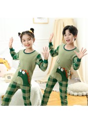 Boys Dinosaur Pajamas Children Sleepwear For 6 8 10 12 Years Kids Pajamas 100 Cotton Animal Cartoon Homewear Pajamas Suits