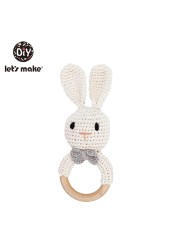 Let's Make Baby Bath Toy Set Double Sided Cotton Blanket Wooden Rattle Bracelet Crochet Toys Baby Birth Gift Products For Kids