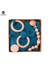 Let's Make Baby Bath Toy Set Double Sided Cotton Blanket Wooden Rattle Bracelet Crochet Toys Baby Birth Gift Products For Kids