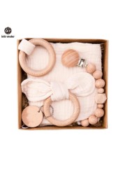 Let's Make Baby Bath Toy Set Double Sided Cotton Blanket Wooden Rattle Bracelet Crochet Toys Baby Birth Gift Products For Kids