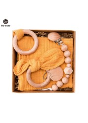 Let's Make Baby Bath Toy Set Double Sided Cotton Blanket Wooden Rattle Bracelet Crochet Toys Baby Birth Gift Products For Kids