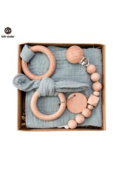 Let's Make Baby Bath Toy Set Double Sided Cotton Blanket Wooden Rattle Bracelet Crochet Toys Baby Birth Gift Products For Kids