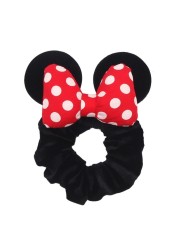 Little Girls Hair Band Kids Mickey Minnie Soft Hair Bow Children Sequin Velvet Ponytail Holders Baby No Damage Rubber Hair Tie