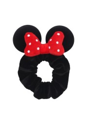 Little Girls Hair Band Kids Mickey Minnie Soft Hair Bow Children Sequin Velvet Ponytail Holders Baby No Damage Rubber Hair Tie