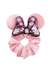 Little Girls Hair Band Kids Mickey Minnie Soft Hair Bow Children Sequin Velvet Ponytail Holders Baby No Damage Rubber Hair Tie