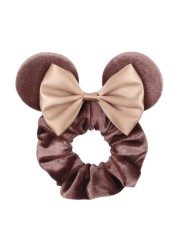 Little Girls Hair Band Kids Mickey Minnie Soft Hair Bow Children Sequin Velvet Ponytail Holders Baby No Damage Rubber Hair Tie