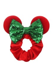 Little Girls Hair Band Kids Mickey Minnie Soft Hair Bow Children Sequin Velvet Ponytail Holders Baby No Damage Rubber Hair Tie