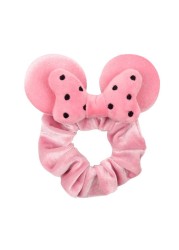 Little Girls Hair Band Kids Mickey Minnie Soft Hair Bow Children Sequin Velvet Ponytail Holders Baby No Damage Rubber Hair Tie