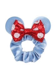 Little Girls Hair Band Kids Mickey Minnie Soft Hair Bow Children Sequin Velvet Ponytail Holders Baby No Damage Rubber Hair Tie