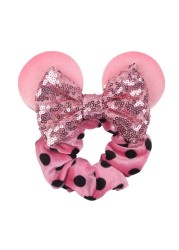 Little Girls Hair Band Kids Mickey Minnie Soft Hair Bow Children Sequin Velvet Ponytail Holders Baby No Damage Rubber Hair Tie