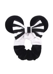 Little Girls Hair Band Kids Mickey Minnie Soft Hair Bow Children Sequin Velvet Ponytail Holders Baby No Damage Rubber Hair Tie