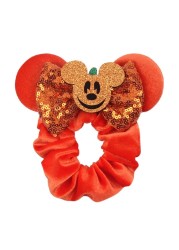 Little Girls Hair Band Kids Mickey Minnie Soft Hair Bow Children Sequin Velvet Ponytail Holders Baby No Damage Rubber Hair Tie